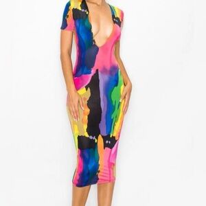 Colorful Abstract Print Dress